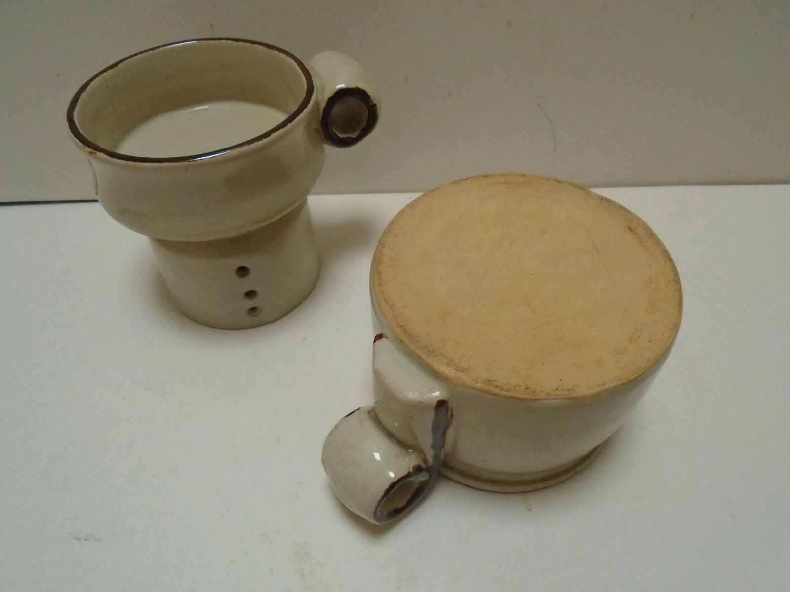 French Stone Butter Crock, Butter Keeper Dish, Stoneware Butter Container Or Cheese Mold Drainer photo Home Decor
