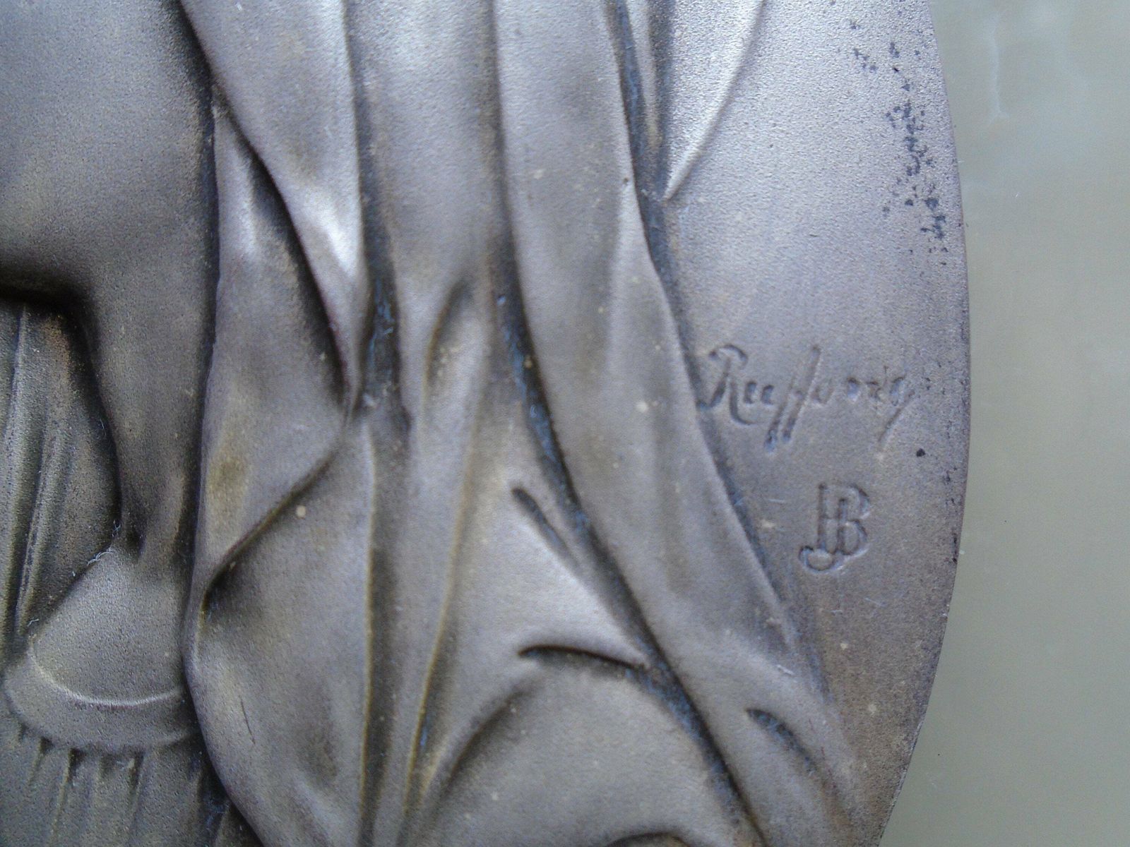 Antique Large French Art Deco Marble Benitier / Holy Water Font, Virgin Mary, Signed By Artist, Glass Font, Ruffony photo Art