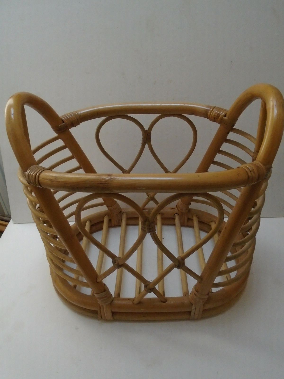 photo for sale Vintage Bamboo Magazine Rack, Portable Newspaper Stand, Natural Fiber Home Storage, Rattan Home Furniture