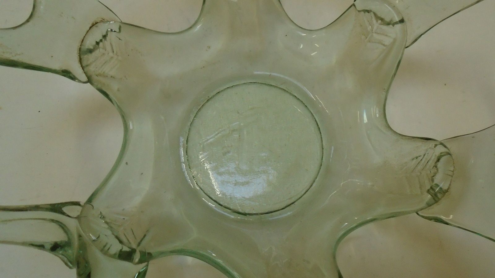 Beautiful Vintage French Transparent Pale Green Tinged Glass Bowl, Art Glass Gift, Fruit Bowl photo 87.0