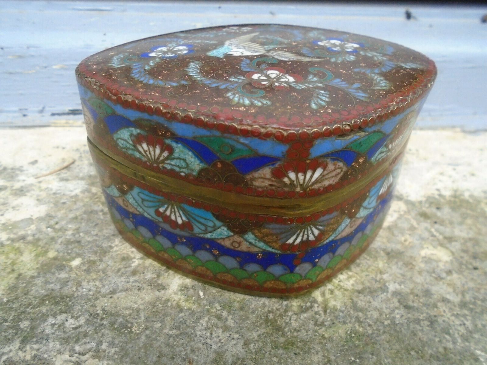 Antique Japanese Cloisonne Goldstone Enamelled Box, Meiji Period, 1868 1912 photo 190.0