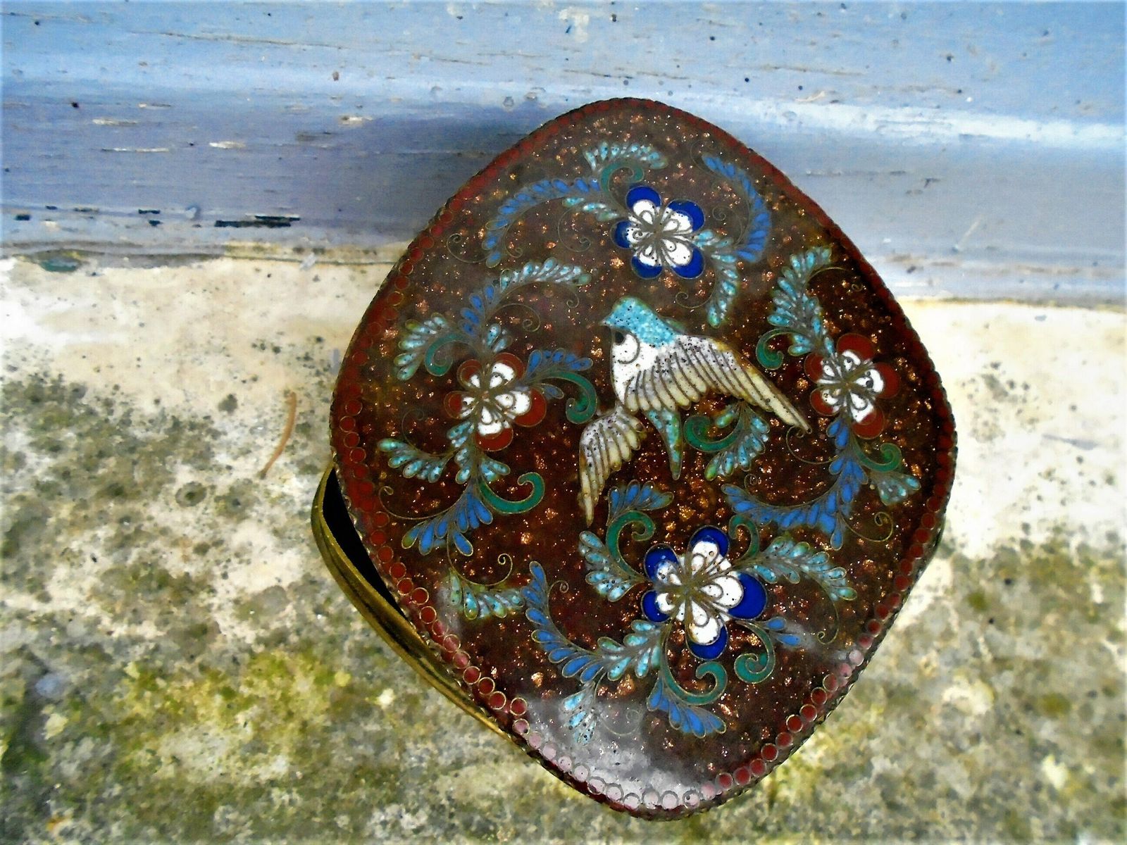 photo for sale Antique Japanese Cloisonne Goldstone Enamelled Box, Meiji Period, 1868 1912