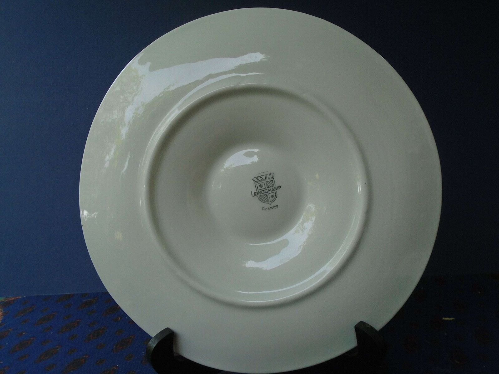 Two Antique French Longchamp Cream Porcelain Oyster Plates, Seafood Plates, Cream Seafood Plates, Sold In Sets Of 2 photo buy