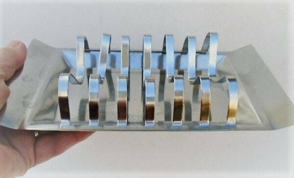Vintage French 6 Slice Toast Rack With Crumb Tray, Retro 1950s Letter Rack, Postcard Holder, Desk Gift photo 56.0