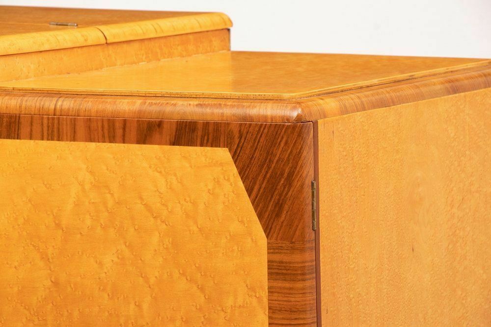 Art Deco Fall Front Cocktail Cabinet In Birdseye Maple By British Emanuel Furniture C.1930 photo buy