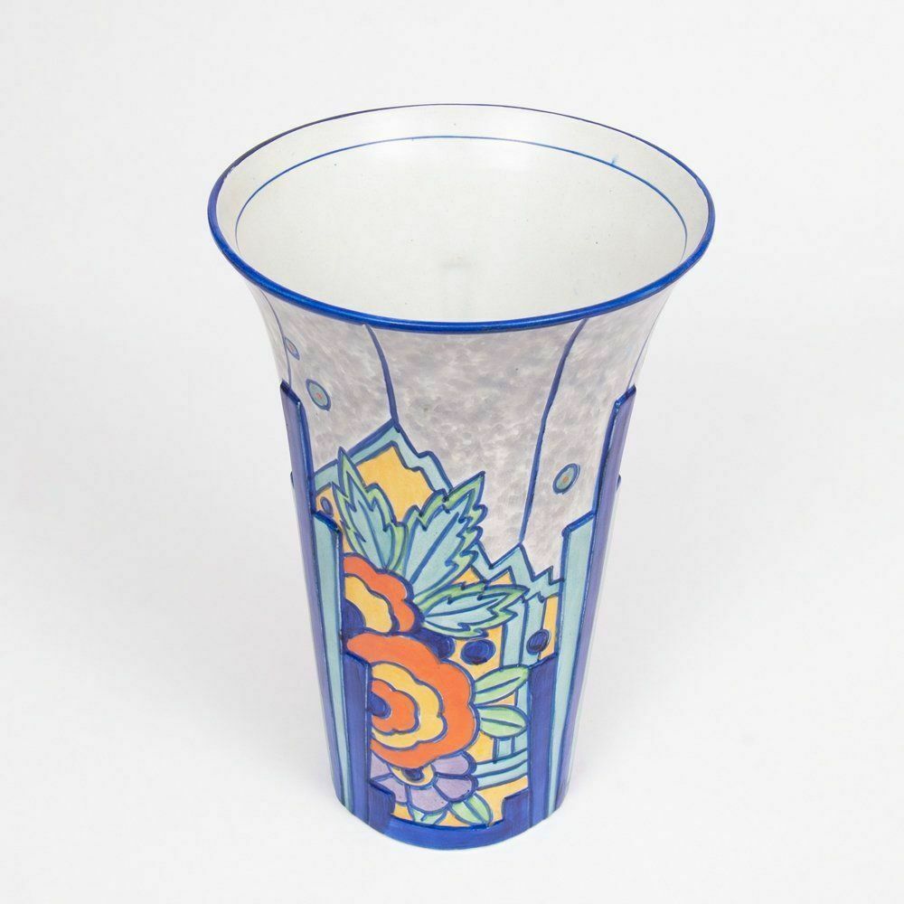 British Art Deco Hand Painted Vase C.1930 photo for sale