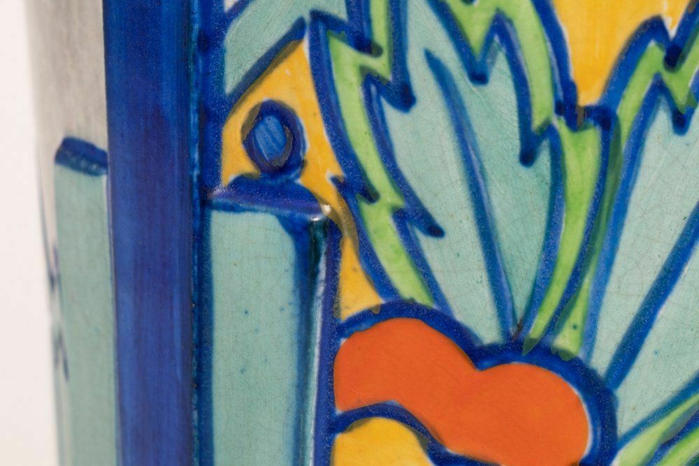 British Art Deco Hand Painted Vase C.1930 photo vinterior