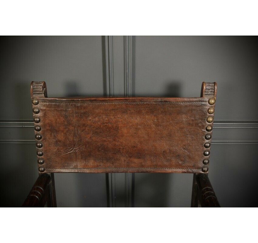 Furniture Pair Of Oak And Leather Armchairs photo