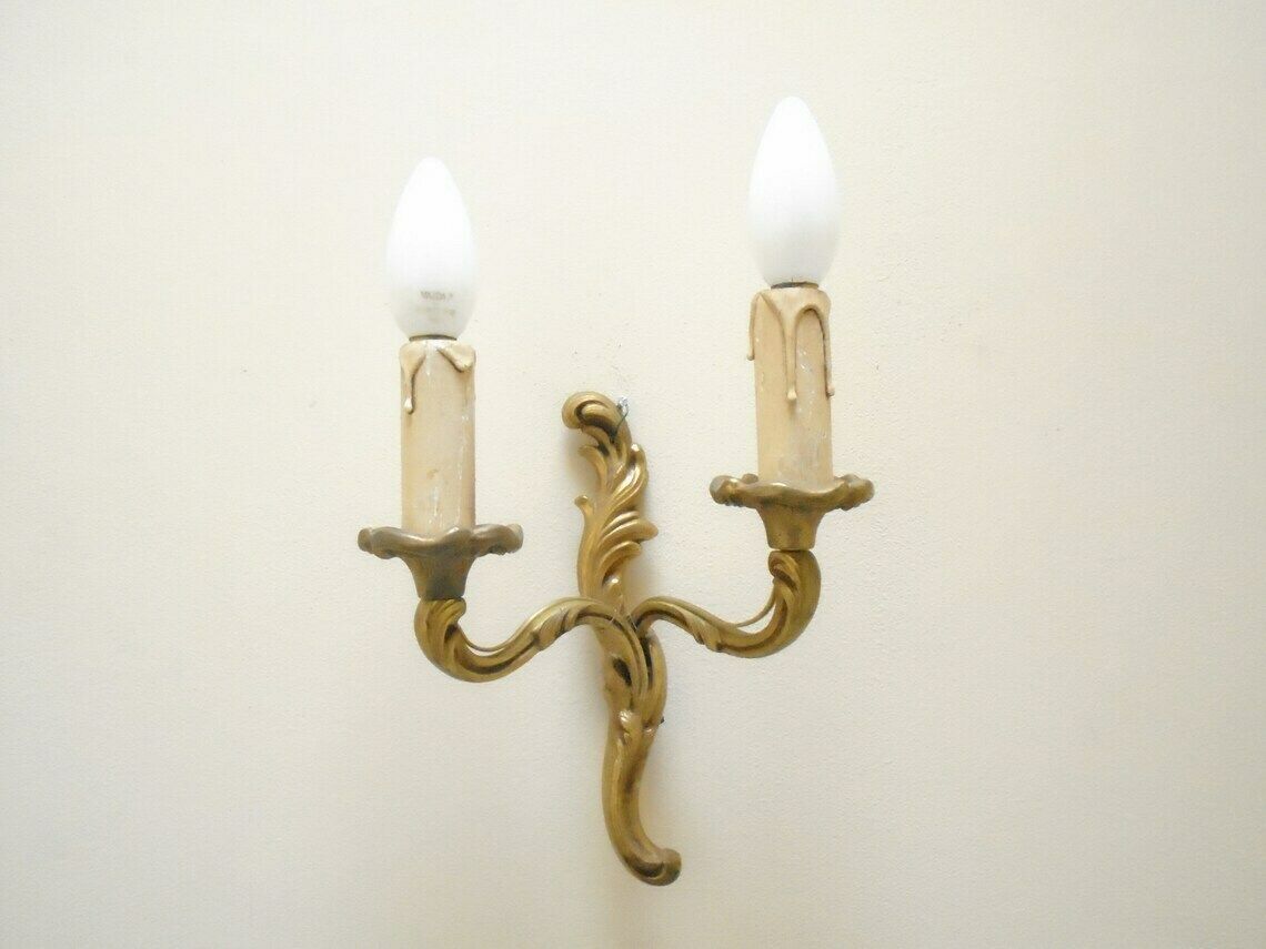 Single Antique French Bronze Rococo Wall Candle Sconce, Art Nouveau Candle Holders, Electric Wall Sconce photo 80.0