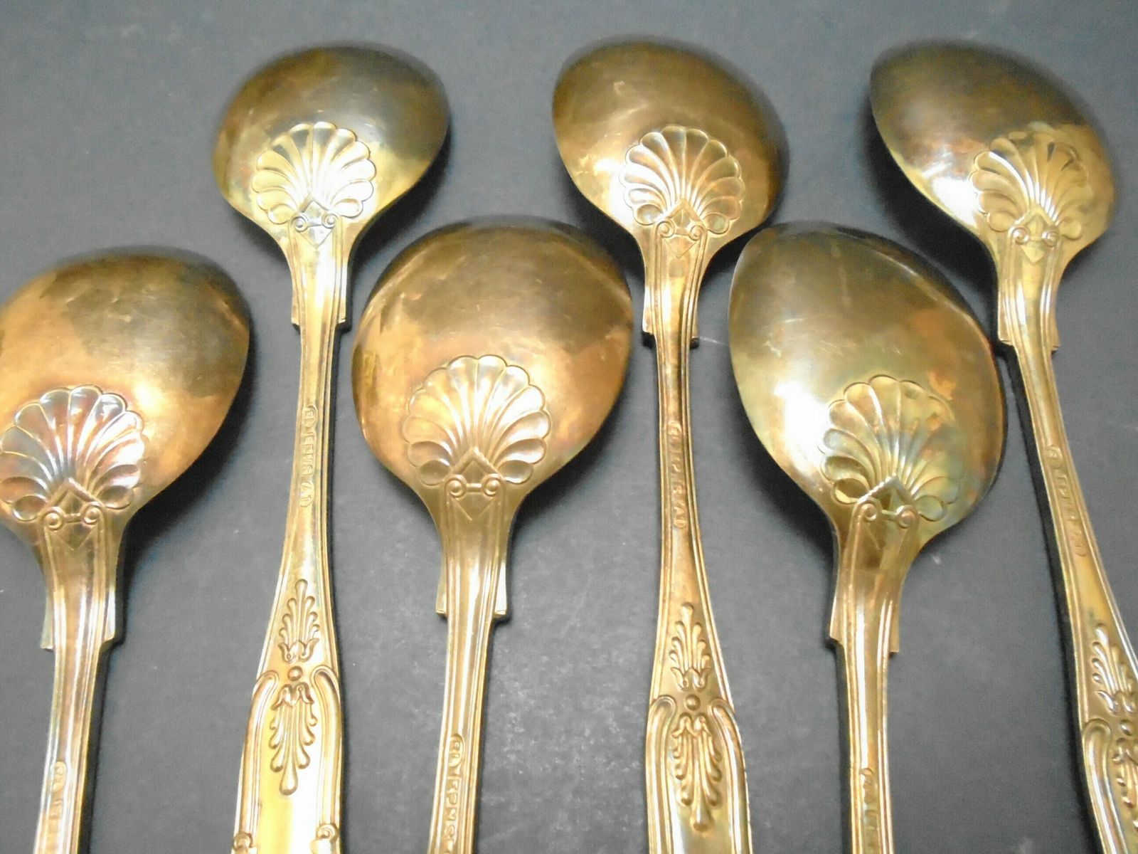 6 Antieke Verzilverde Dessert  Of Soeplepels, Kings Pattern, El Epns A1 photo Woonaccessoires