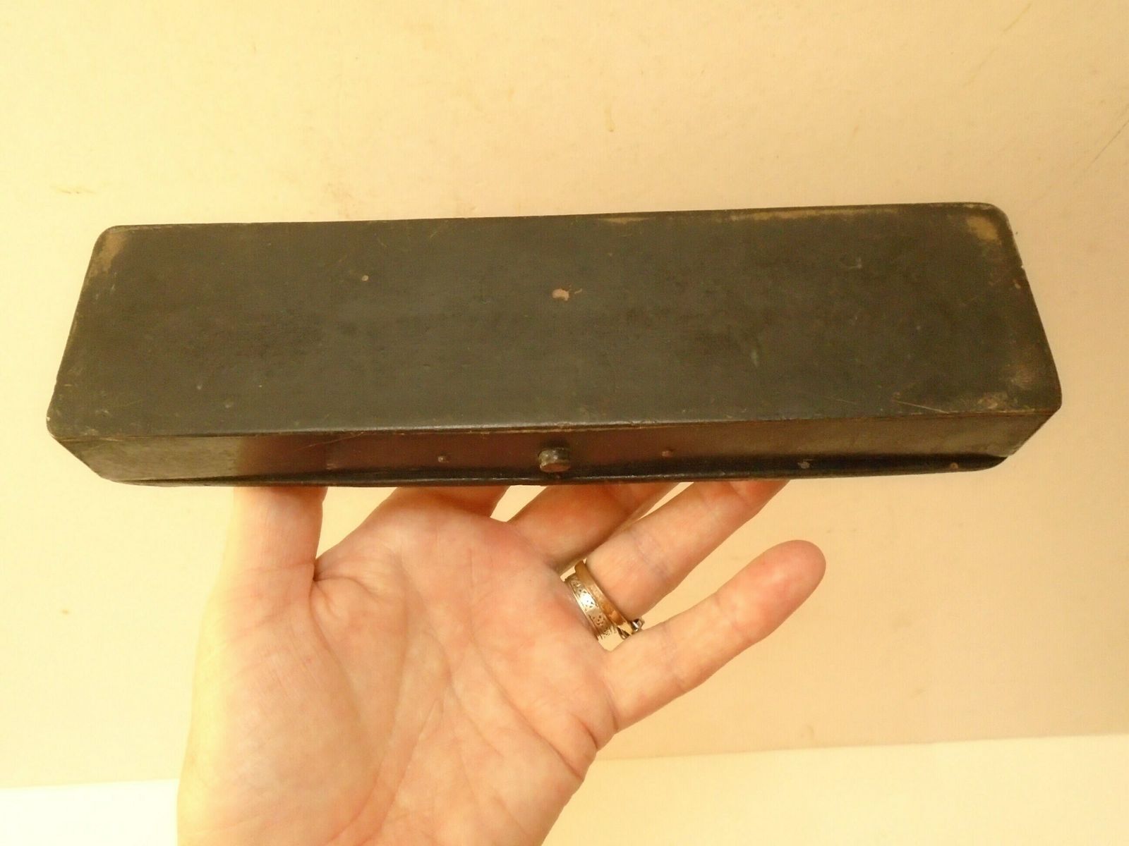 Lovely Antique French Wood Pencil Case, Push Button Pen Box, French Plumier, Push Button Opener, 1900s photo vinterior