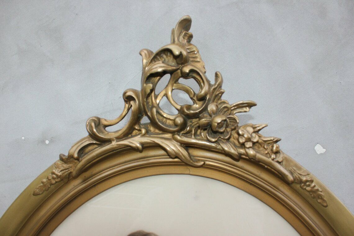 Antique Wood And Gilded Plaster Frame 1900's Large Family Portrait Framed Black And White Photo For Wall Hanging photo Home Decor