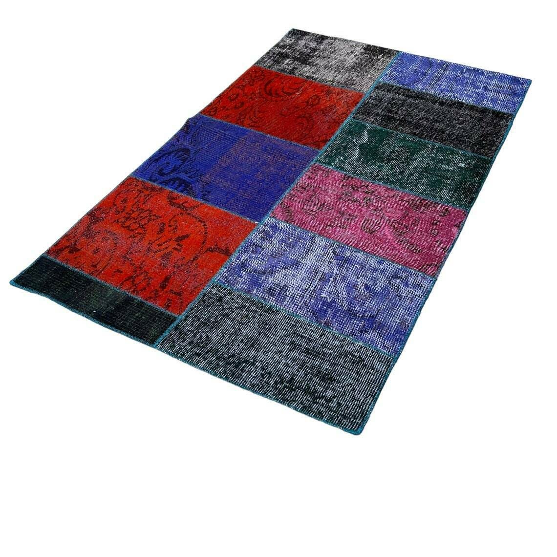 Unique Turkish Vintage Distressed Patchwork Rug photo furniture