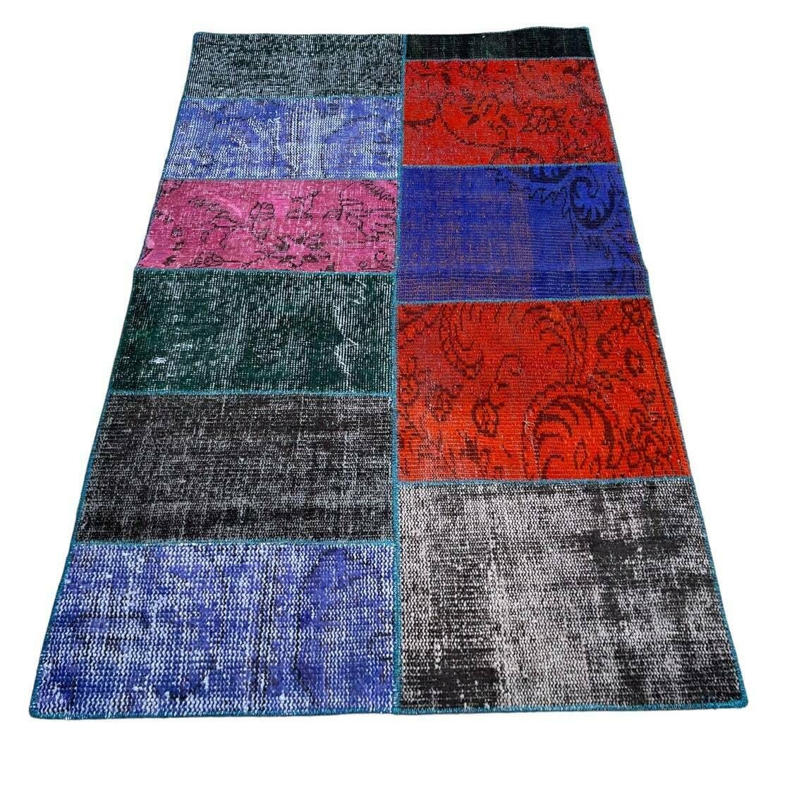 Unique Turkish Vintage Distressed Patchwork Rug photo for sale