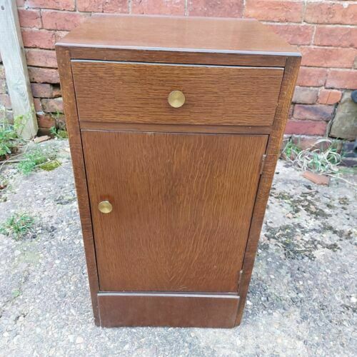Vintage, Mid Century Plywood And Veneer Bedside Cabinet With Drawer & Cupboard