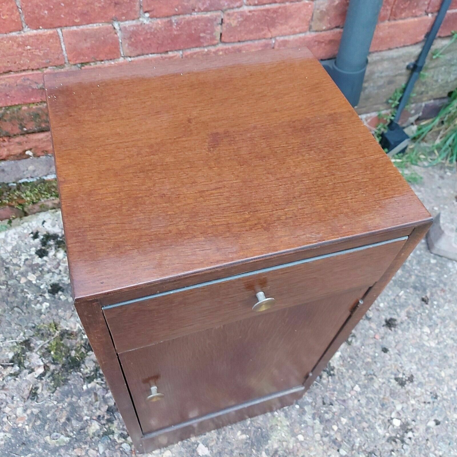 photo furniture Vintage, Mid Century Plywood And Veneer Bedside Cabinet With Drawer & Cupboard