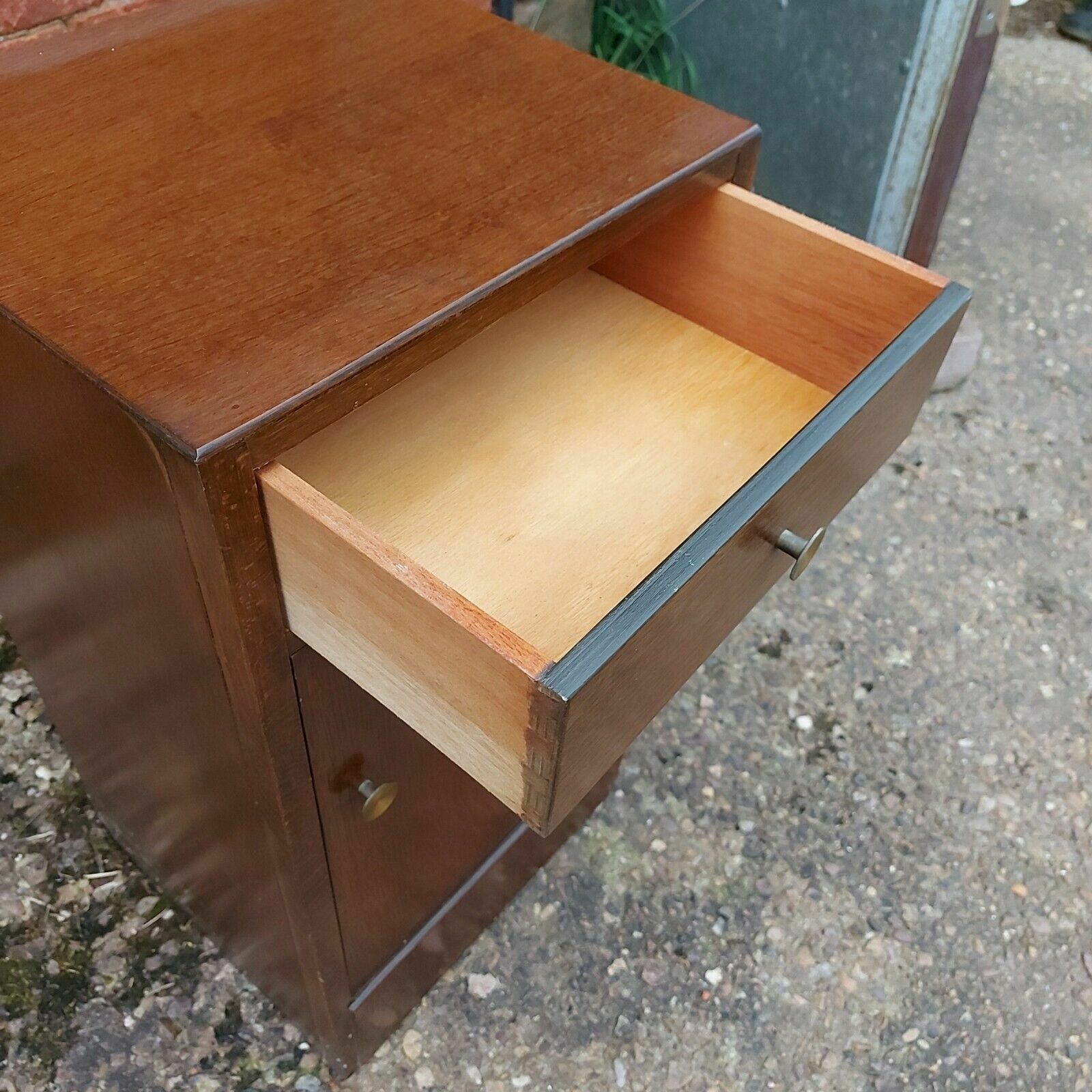 photo for sale Vintage, Mid Century Plywood And Veneer Bedside Cabinet With Drawer & Cupboard
