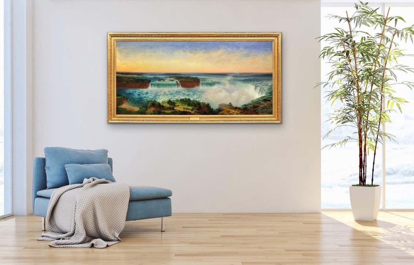 photo buy Alexandre Le Bihan 1839 To  1924. Niagara Falls. Framed Large Landscape Oil Painting. Circa 1870 French Artist. Ontario & New York State.