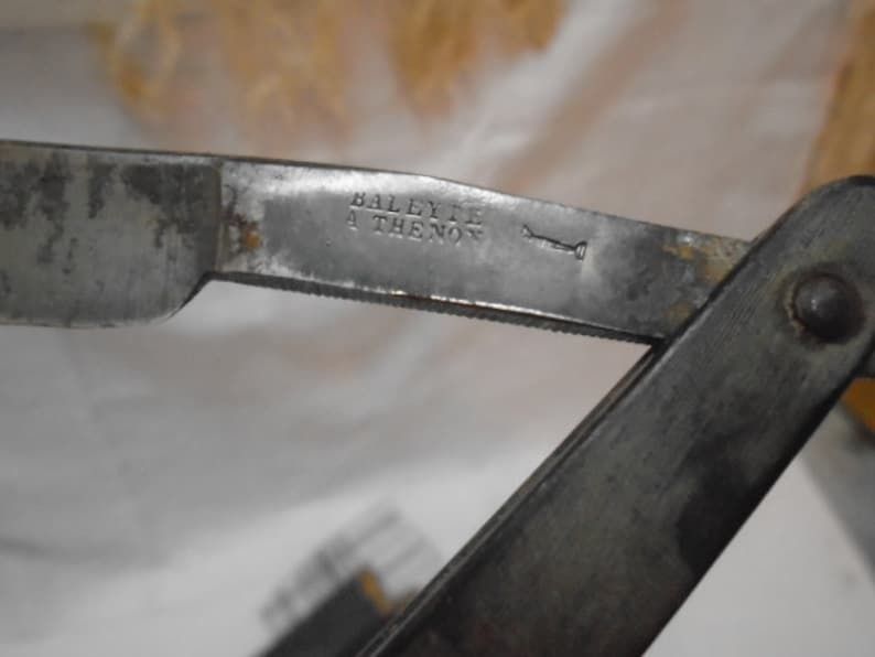 Antique Rare French Napoleonic Era Cut Throat Razor Boxed Set One Razor And A Strop Sharpening Leather For Razor 1800s photo Home Decor