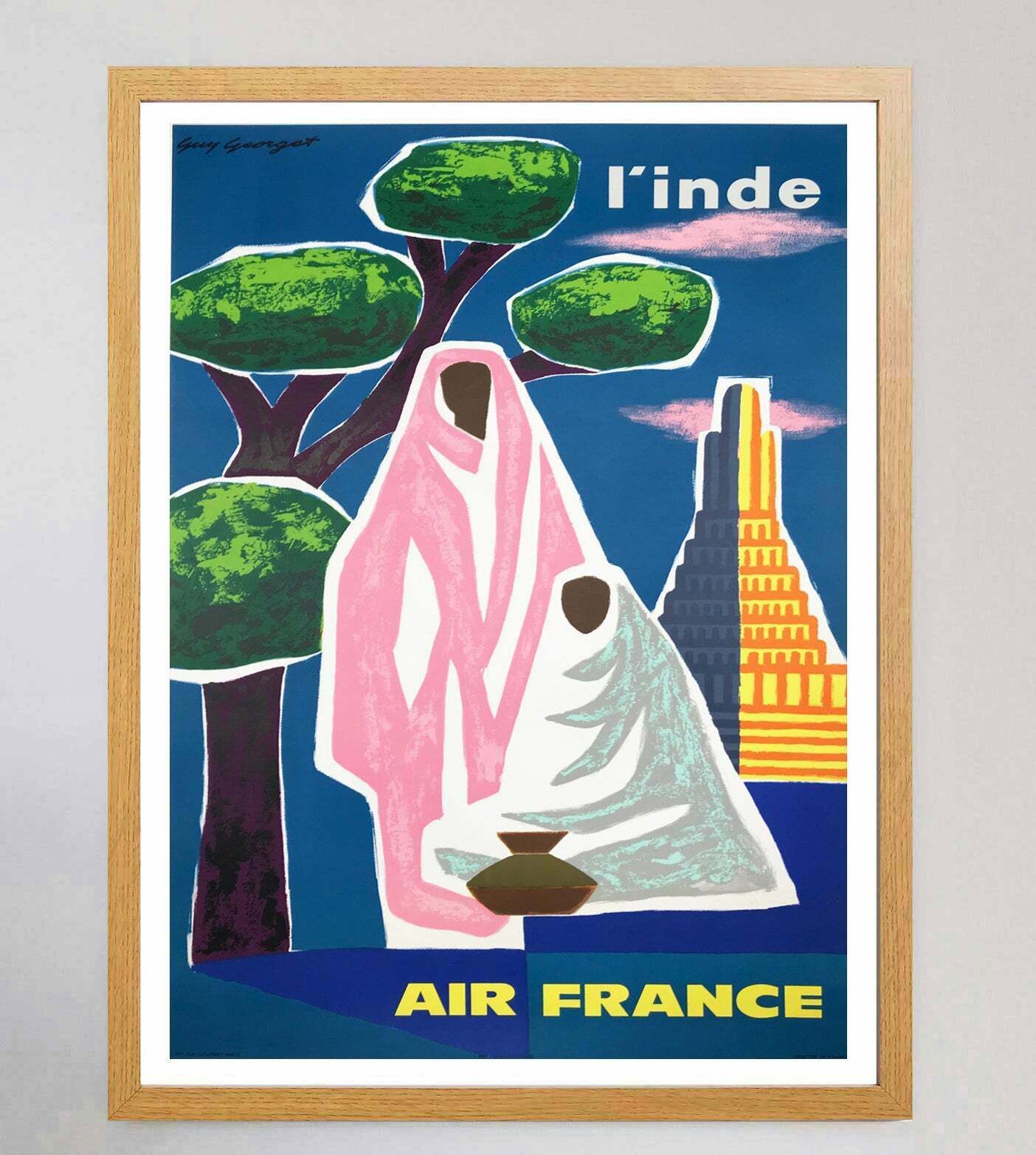 Air France   India Original Vintage Poster photo Art