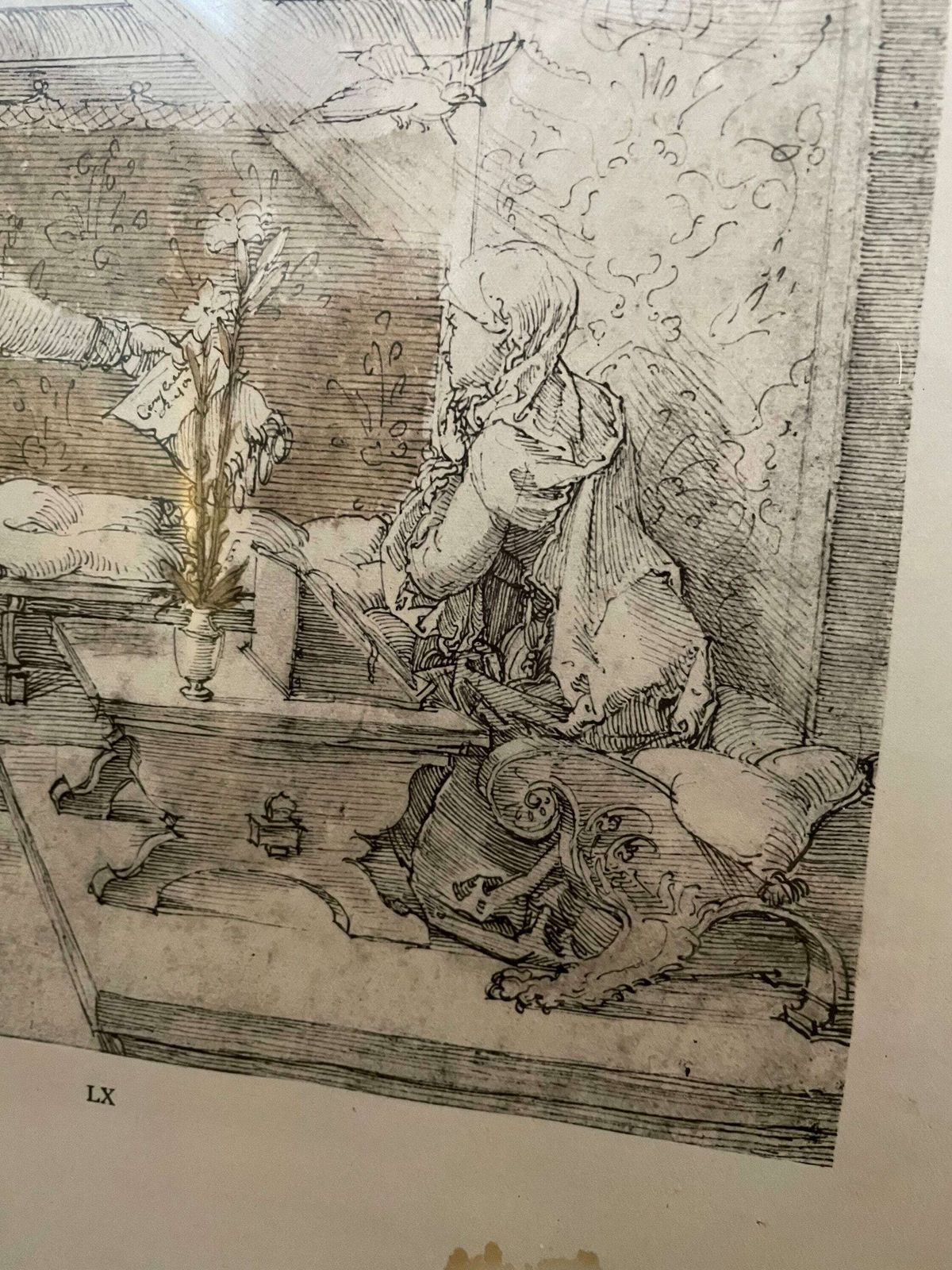 The Annunciation Albrecht Durer German Etching 1526 Rare Print Gold Frame photo Art