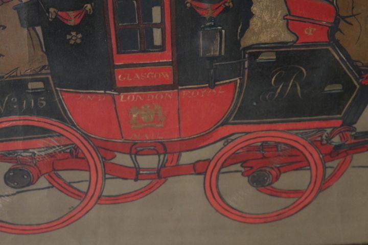 Pair Of English Watercolor Prints With Carriages And Signed From The 19th Century photo vinterior