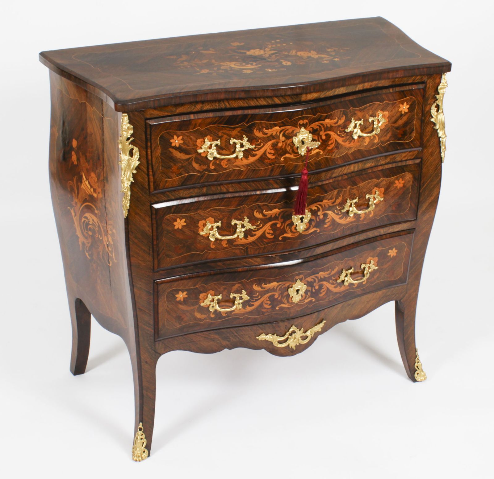 Antique French Louis Revival Marquetry Chest Of Drawers 19th C