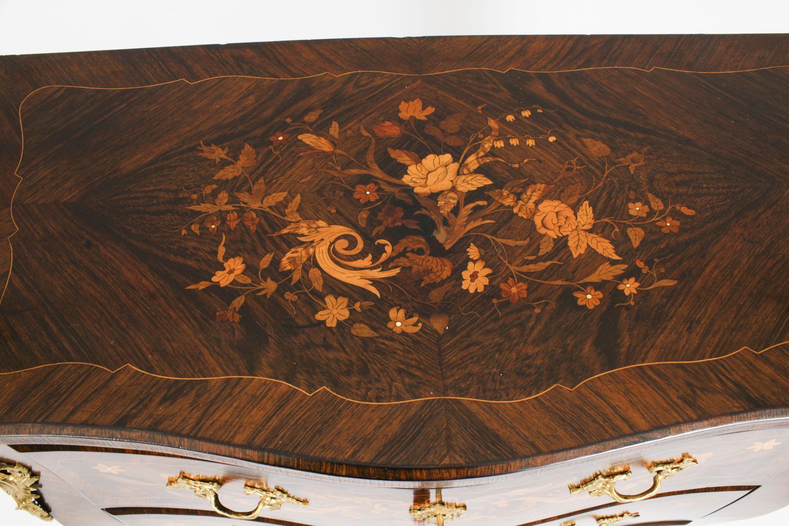 Antique French Louis Revival Marquetry Chest Of Drawers 19th C photo vintage