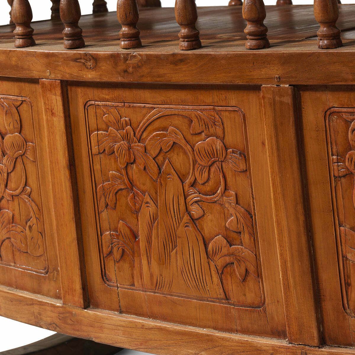 Wooden Carved Rocking Cradle photo Furniture