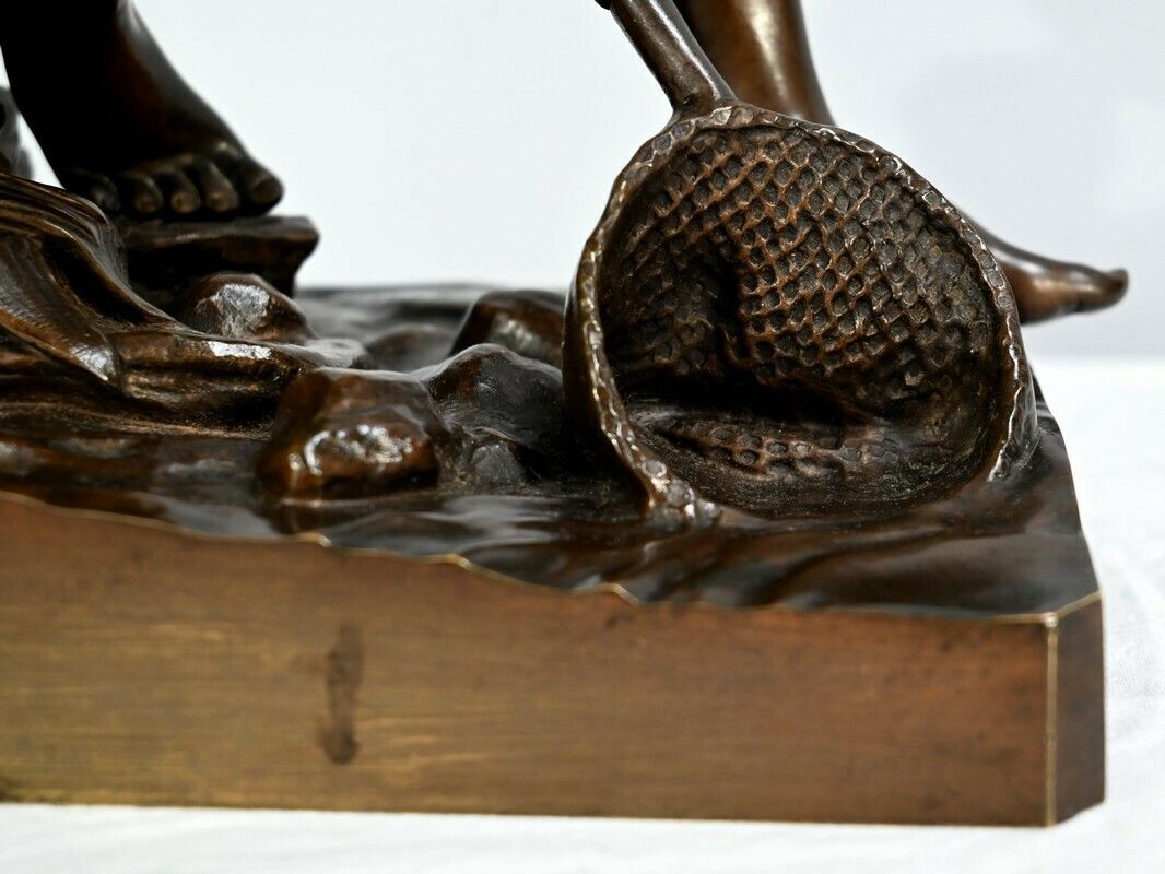 Home Decor Bronze "Child With A Landing Net", Signed R.Guillaume   Xxth photo