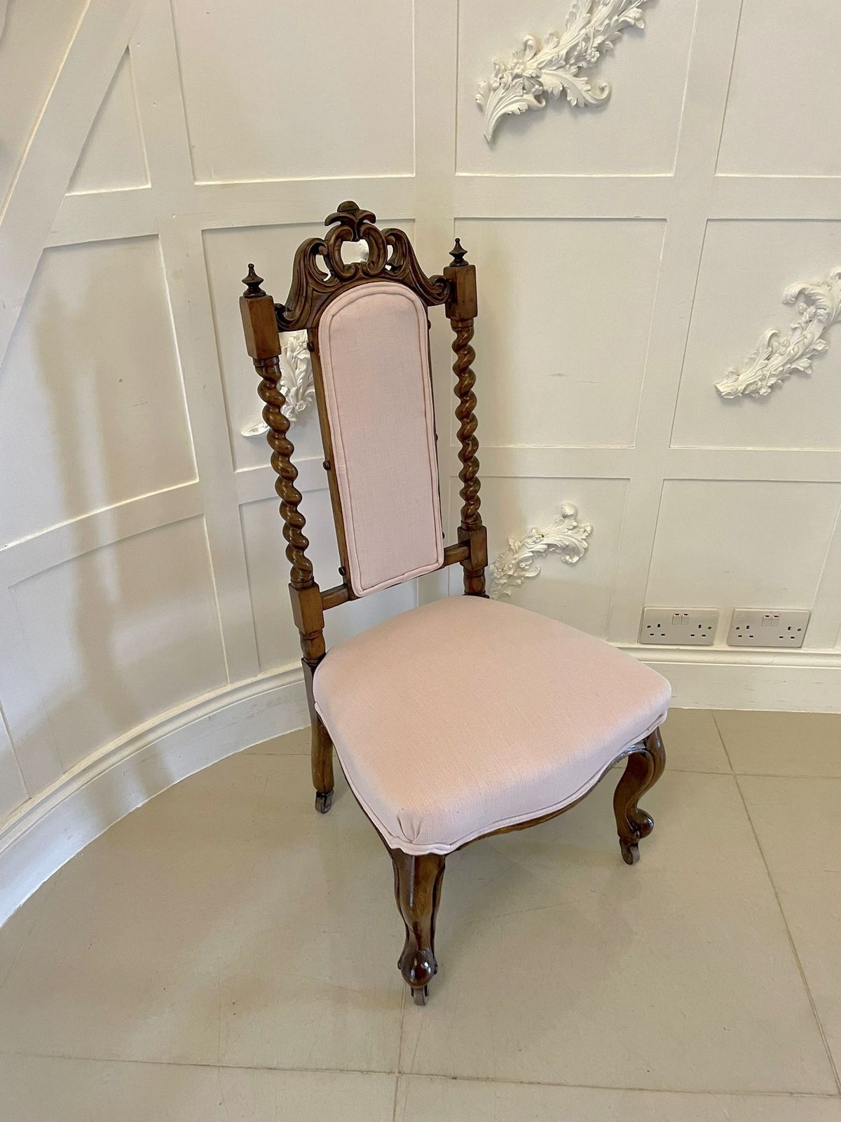 Antique 19th Century Carved Walnut Side Chair