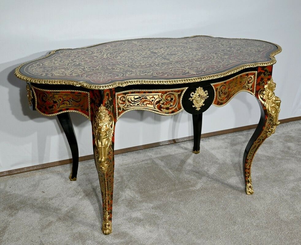 Table D'apparat Violonée In Blackened Poirier Boulle Style Napoleon III Period  Mid 19th Century photo furniture