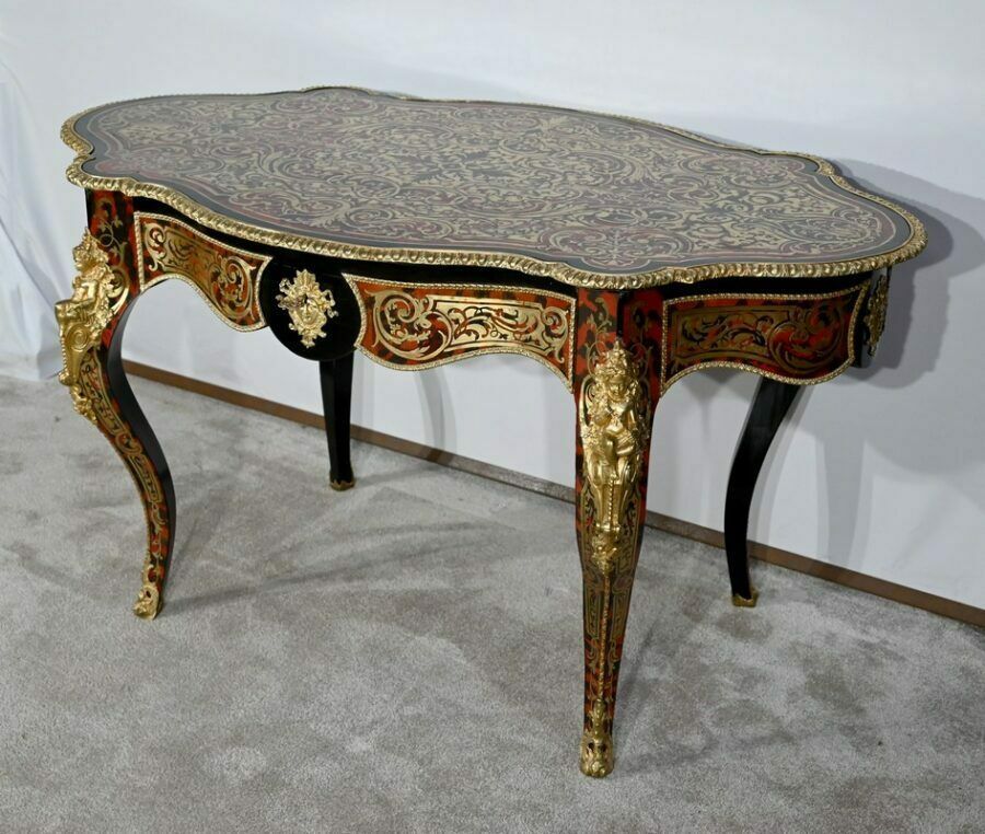Table D'apparat Violonée In Blackened Poirier Boulle Style Napoleon III Period  Mid 19th Century photo for sale