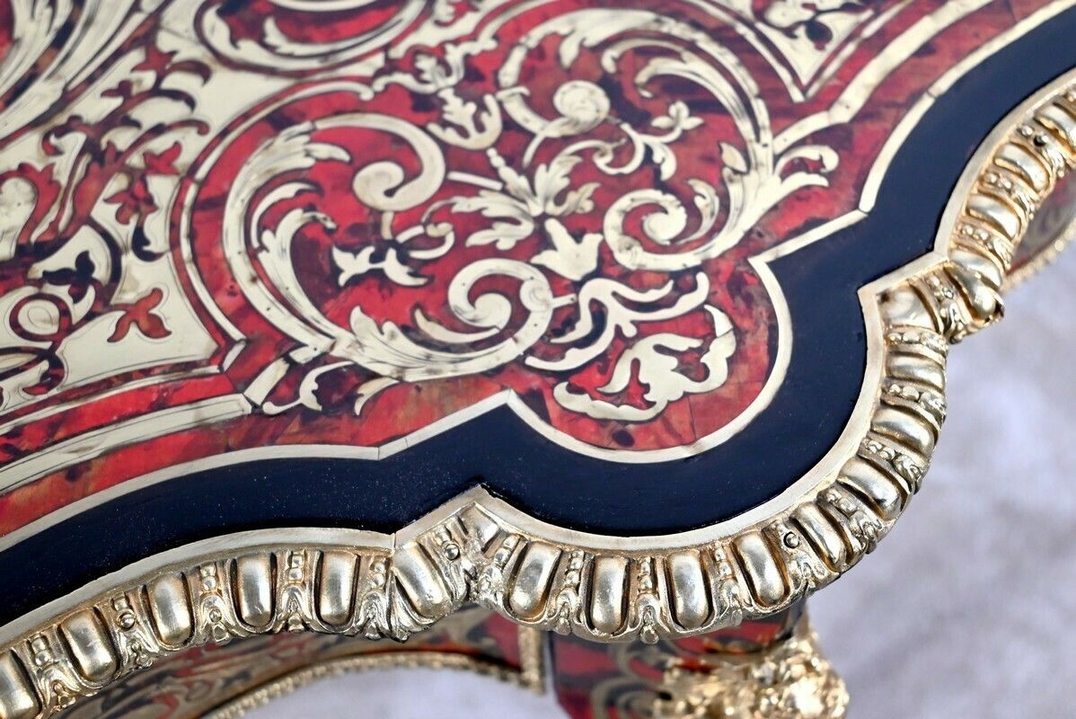 8519.13 Table D'apparat Violonée In Blackened Poirier Boulle Style Napoleon III Period  Mid 19th Century photo