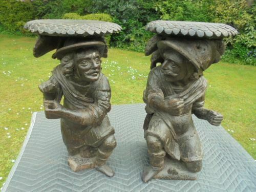Pair Of Antique Carved Oak Black Forest Stools C.1800
