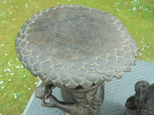 Pair Of Antique Carved Oak Black Forest Stools C.1800 photo Furniture