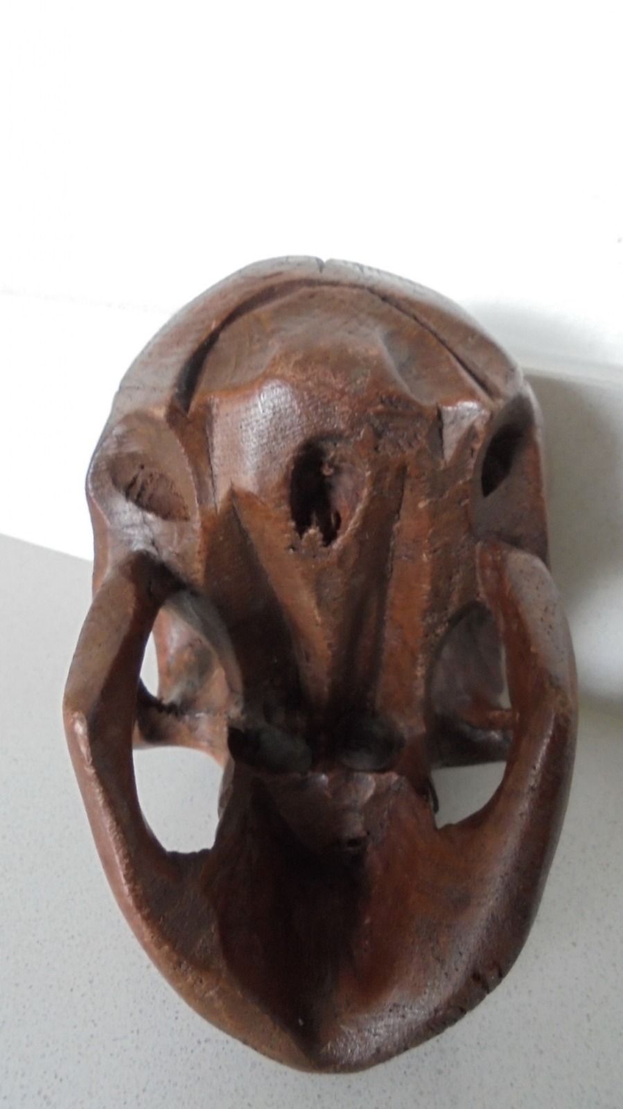 Early Carved Wooden Skull, 1800s photo for sale