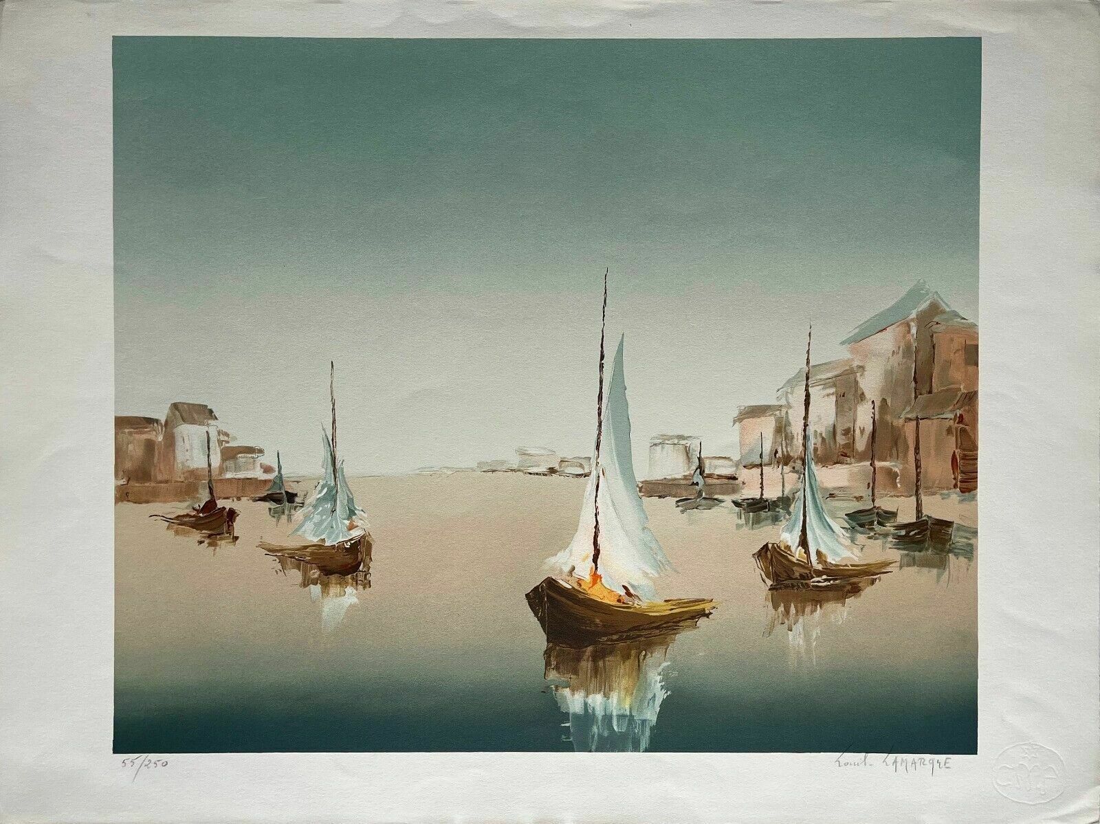 Louis Lamarque   Original Signed Lithograph Lithograph Port Navalo French Art