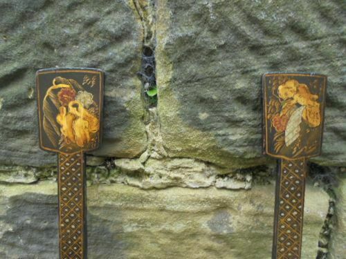photo for sale Pair Of Lacquered Chinoiserie Wall Brackets Shelf C.1920