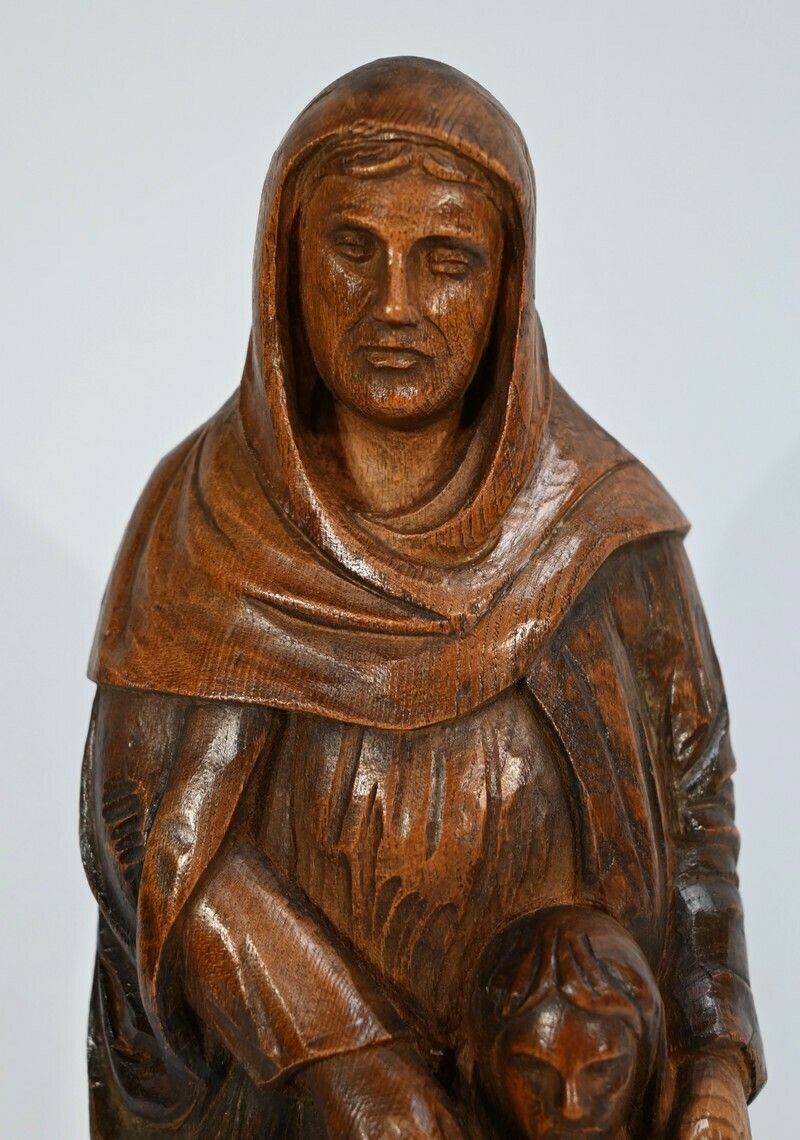 Statue Of Saint Anne In Ash Signed E.Le Neuthier  Mid 19th Century photo 965.11