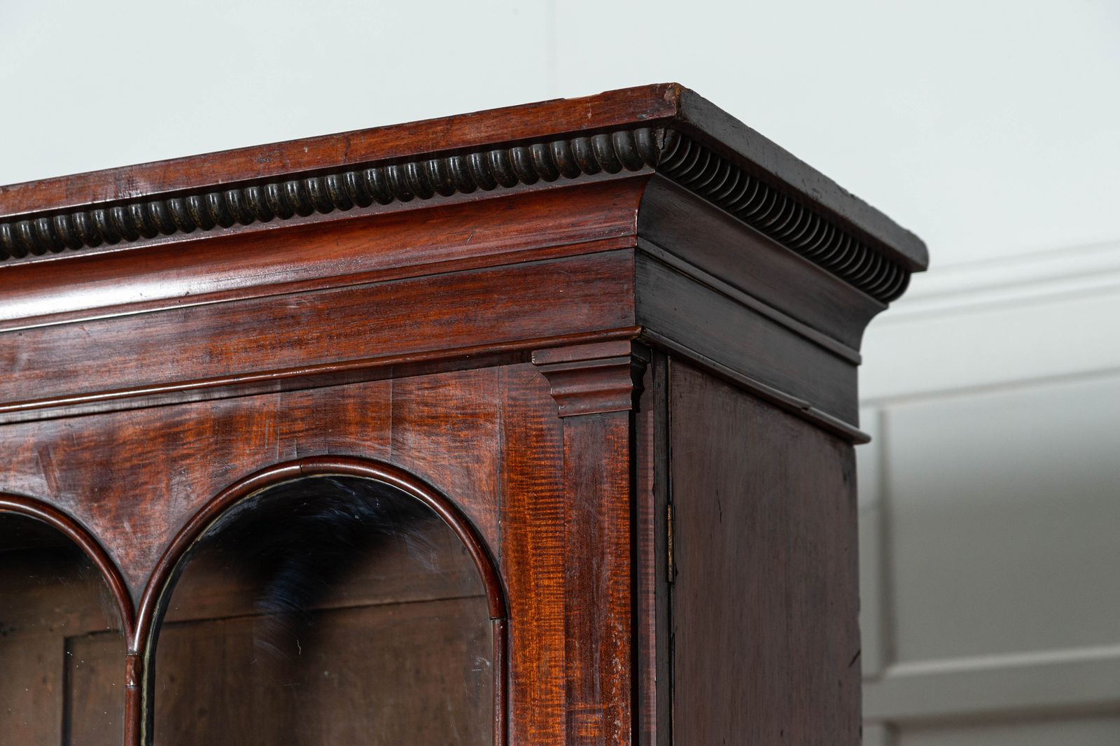 photo for sale Large English Regency Mahogany Glazed Secretaire Bookcase