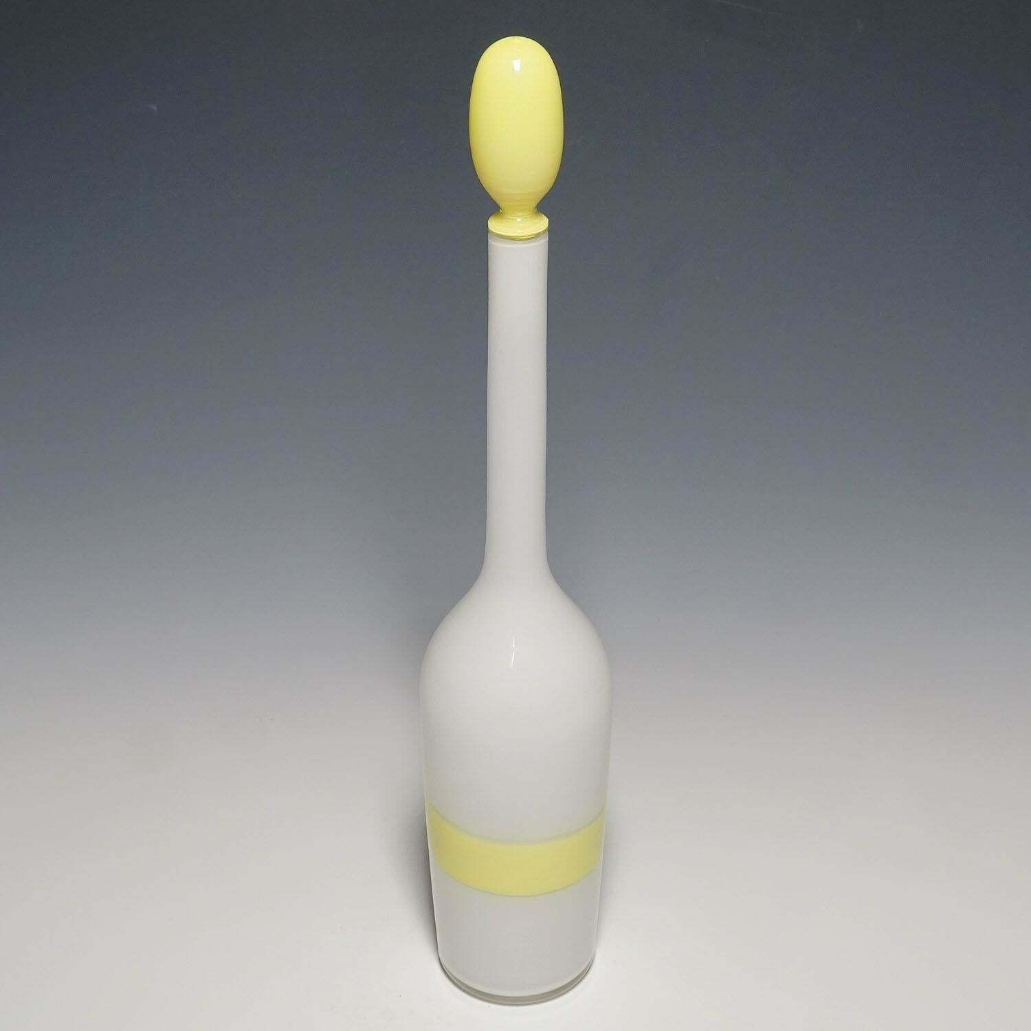 Venini Art Glass Bottle With Fasce Decoration In Yellow, Murano 1950s photo Home Decor