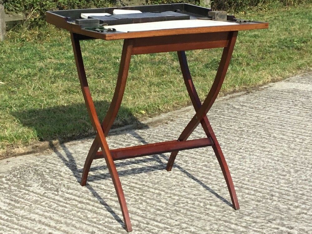 Mahogany Folding Coaching Table For Restoration photo vintage