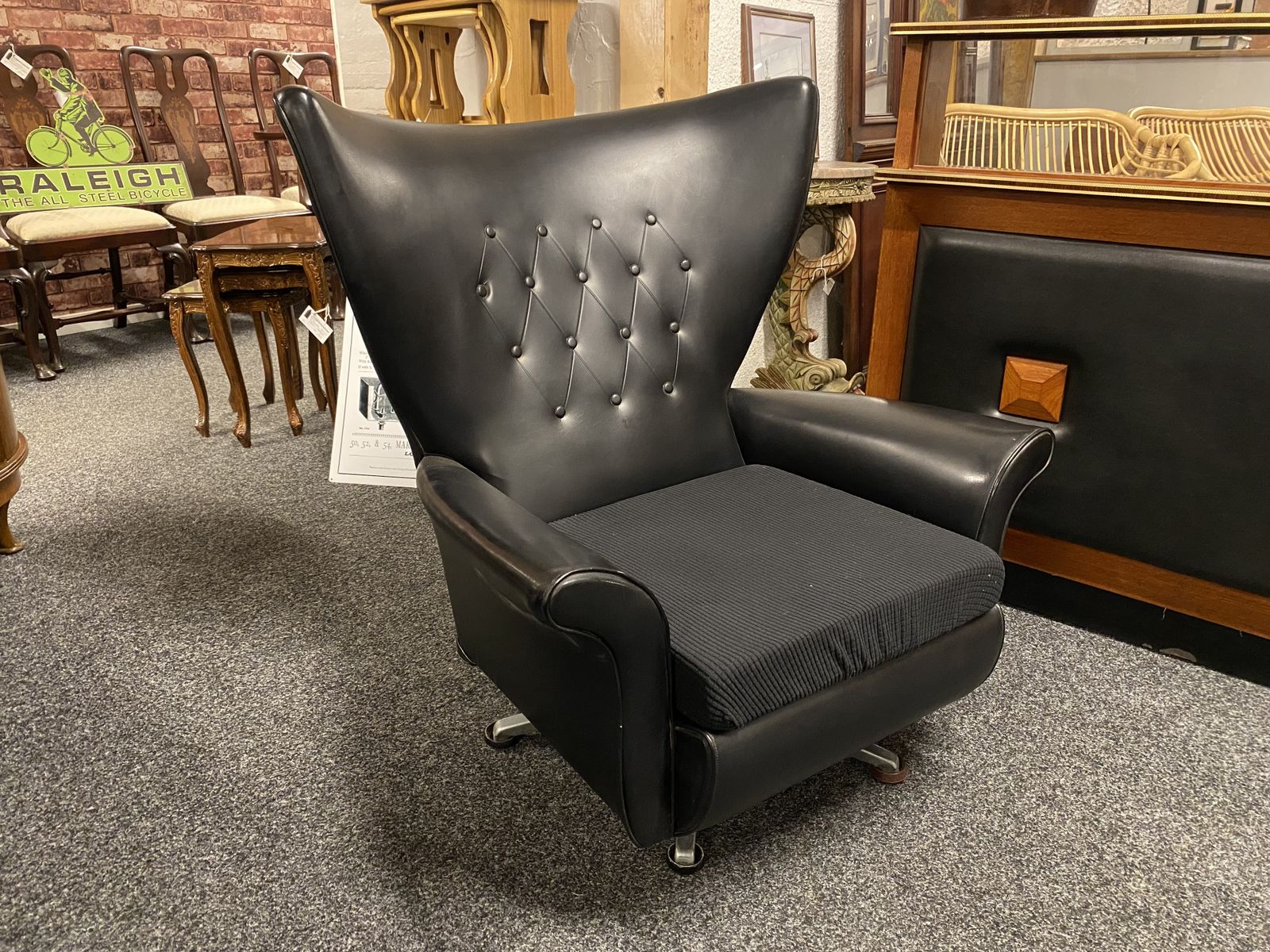 Black G Plan Swivel Chair, 1960s