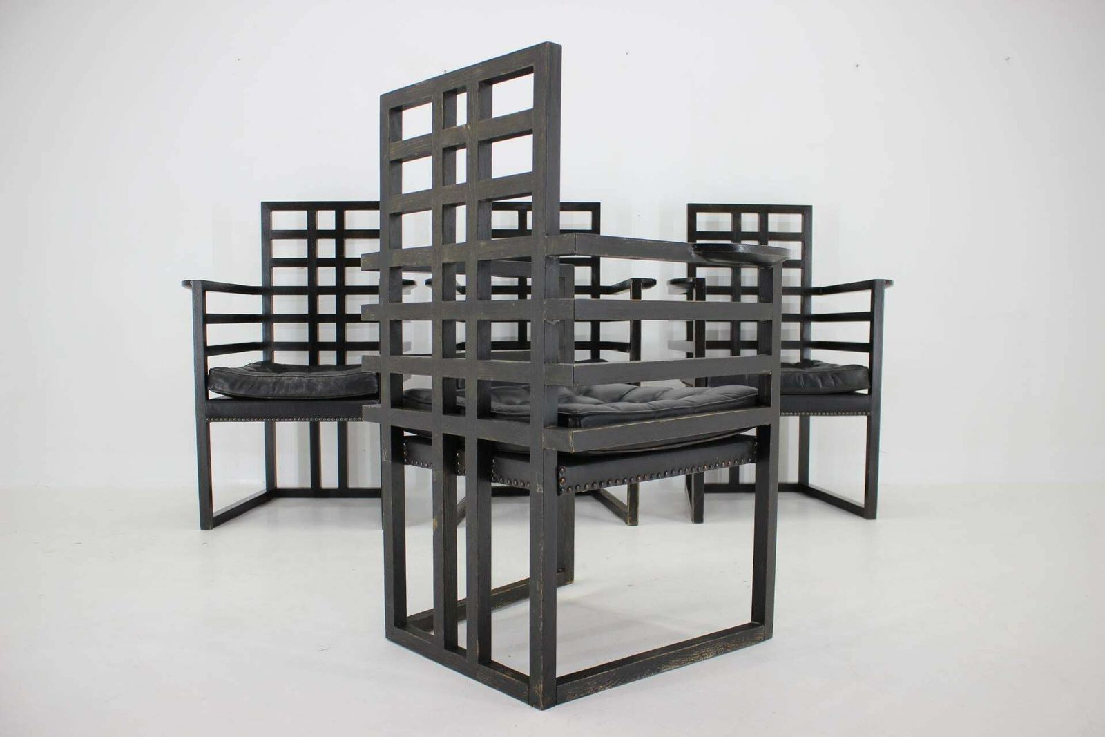 Furniture Set Of Four Josef Hoffmann Armloffel Chairs Made By Wittmann, Austria photo