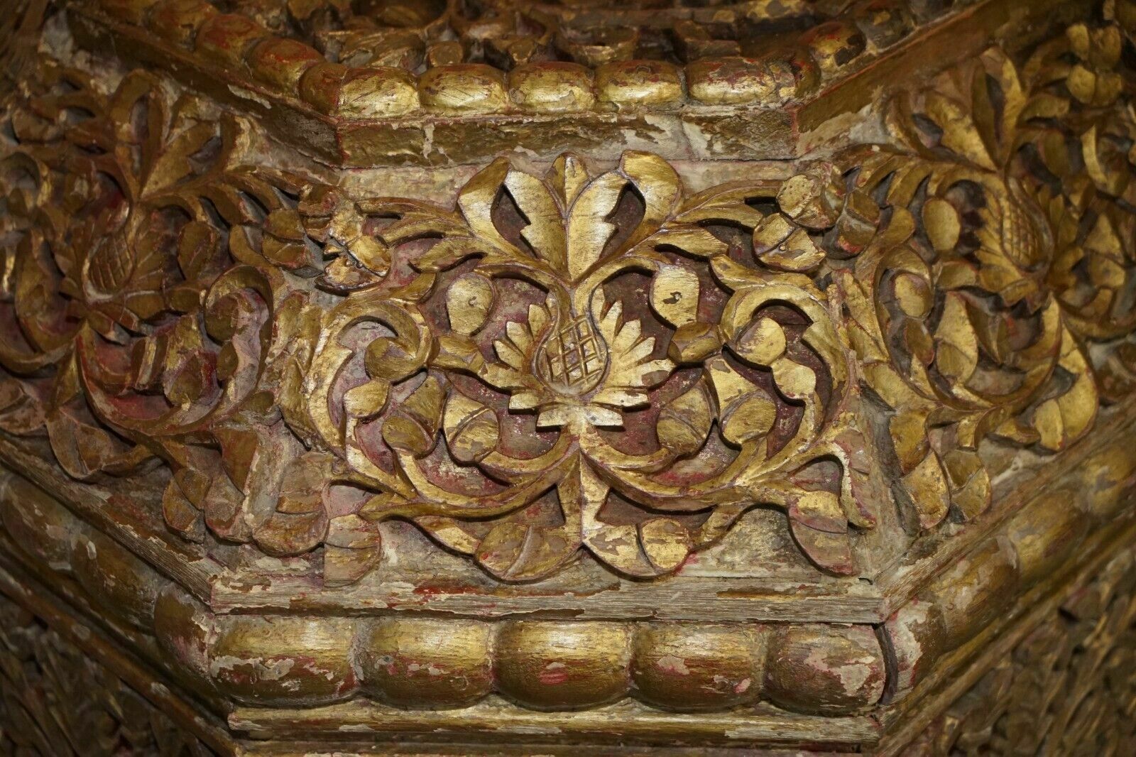 photo furniture Antique Indian 18th Century Hand Carved & Painted Coffer Linen Trunk Or Chest