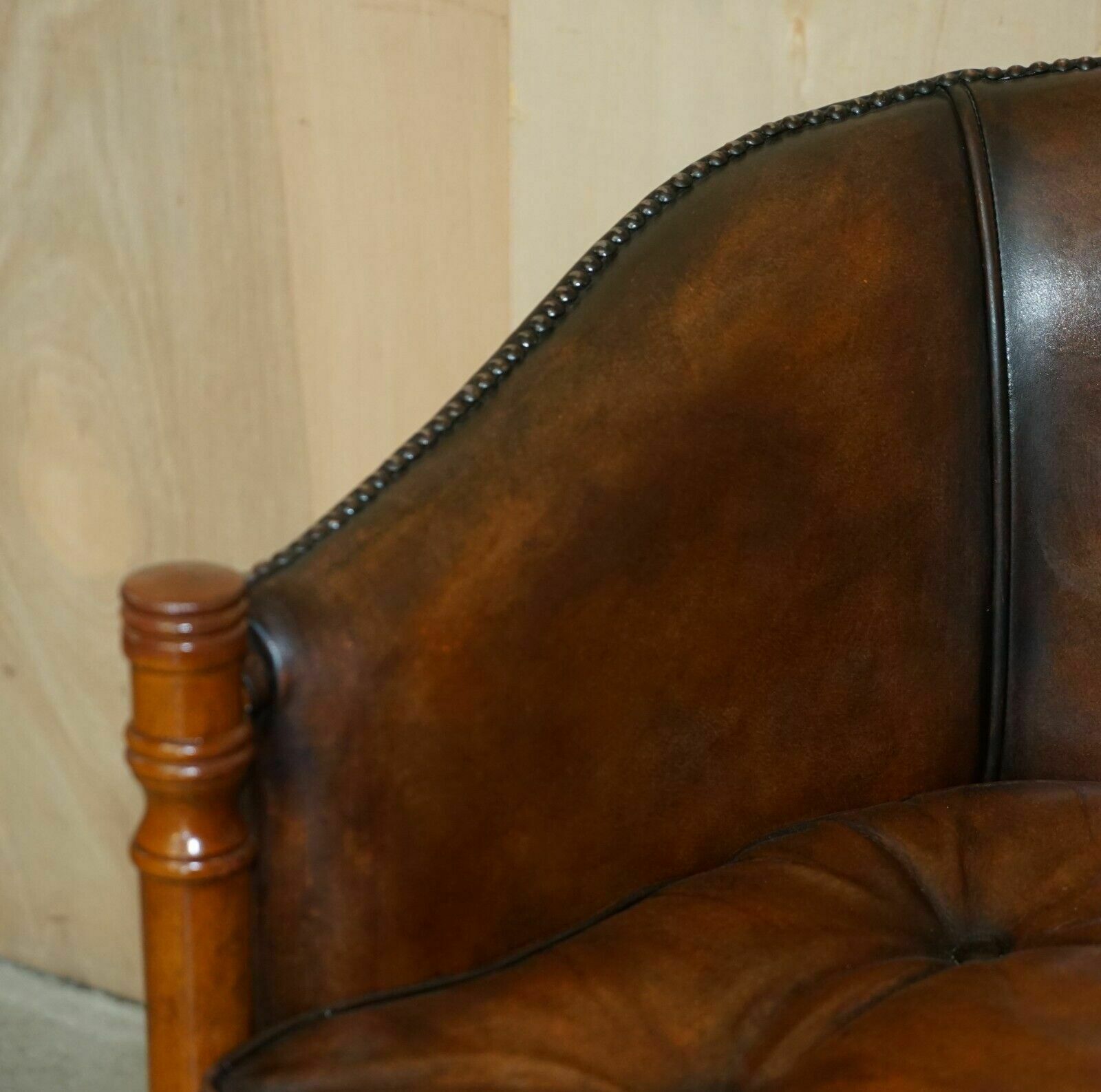 Six Hand Dyed Brown Leather Thomas Chippendale Chesterfield Tub Club Armchairs photo 15000.0
