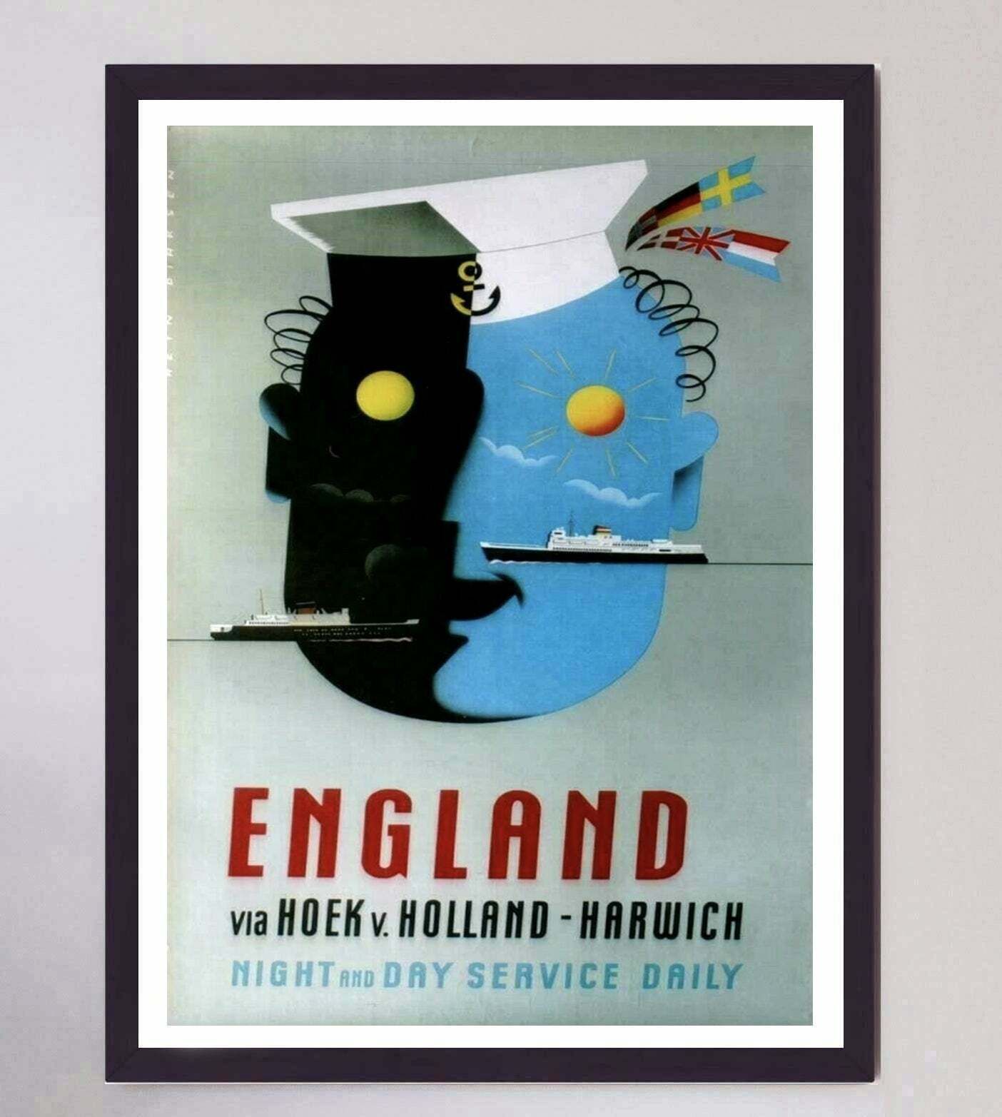 England   Night And Day Service Daily  Original Vintage Poster photo furniture