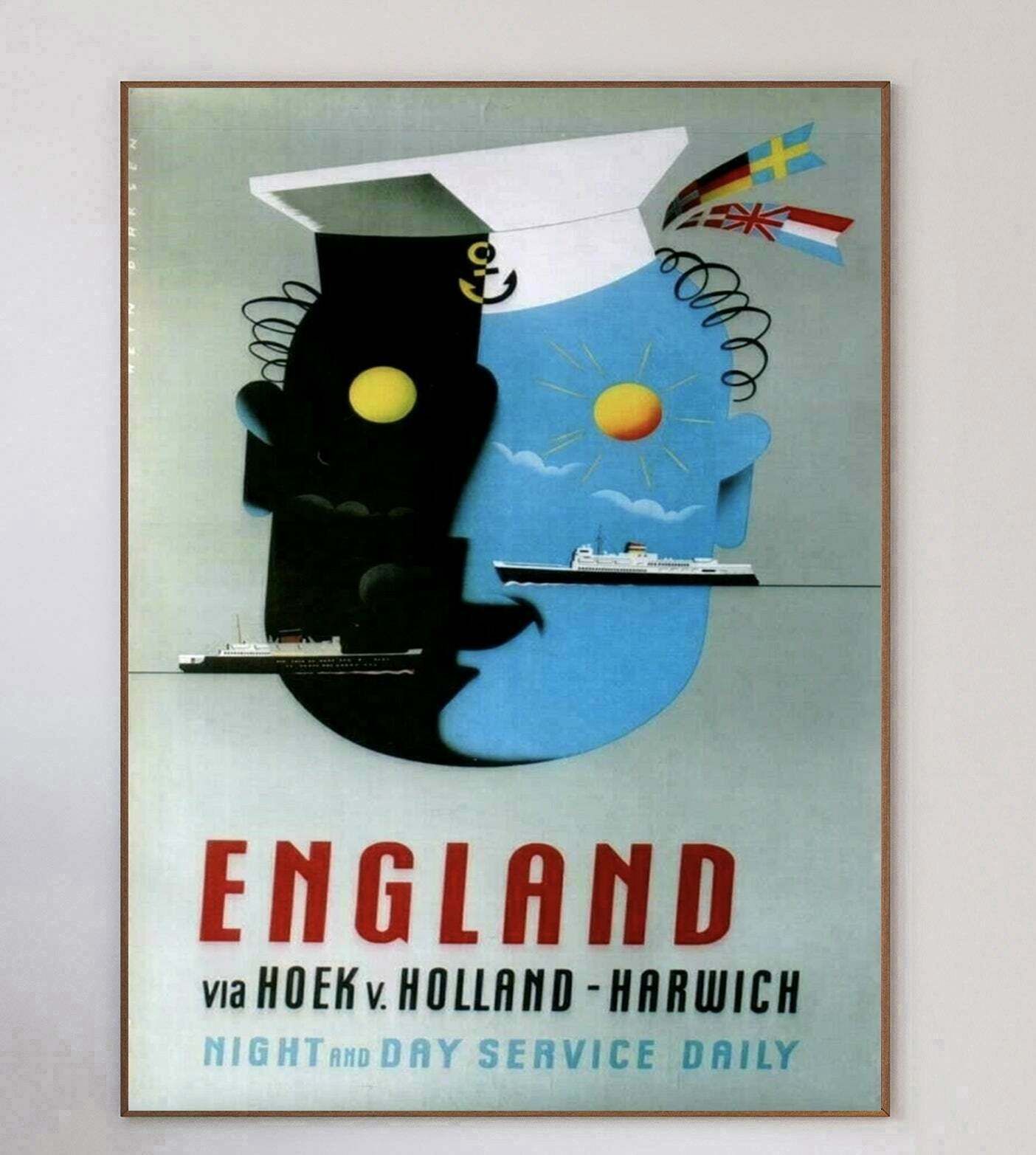 England   Night And Day Service Daily  Original Vintage Poster photo 806.0