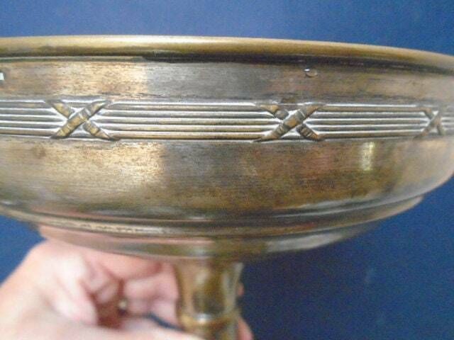 Antique French Art Nouveau Silver Plated Compote Dish, Pedestal Fruit Bowl, Silver Brass Copper Tableware, Cake Stand photo for sale